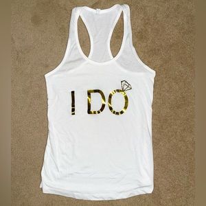 💍 Bridal “I Do” Racerback Tank Top - White w/ Gold Letters - Bachelorette 🎉 ✨